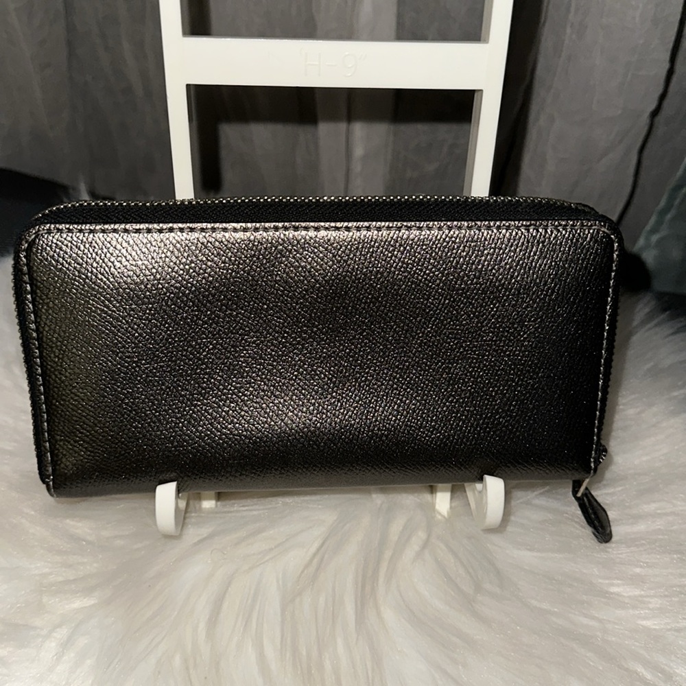 Coach Accordion Zip Around Wallet in Metallic Anthracite - Picture 4 of 7